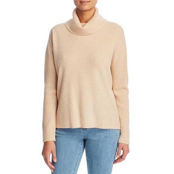 Eileen Fisher Sweaters - Eileen Fisher Ribbed 100% Cashmere Turtleneck Sweater Tan Brown Small H13906